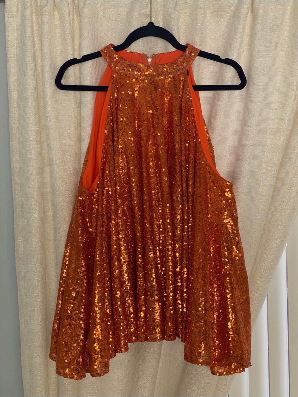 Ashley Stewart Orange Sequin Halter Swing Camisole